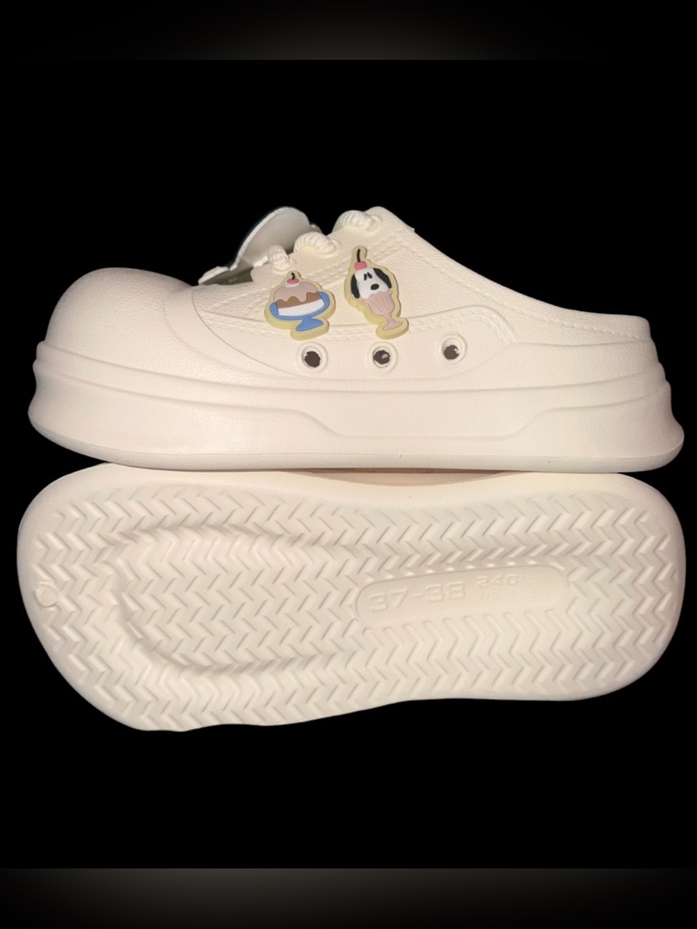 *new* Women’s Cream Snoopy Lace-Up Mules - Picture 2 of 10